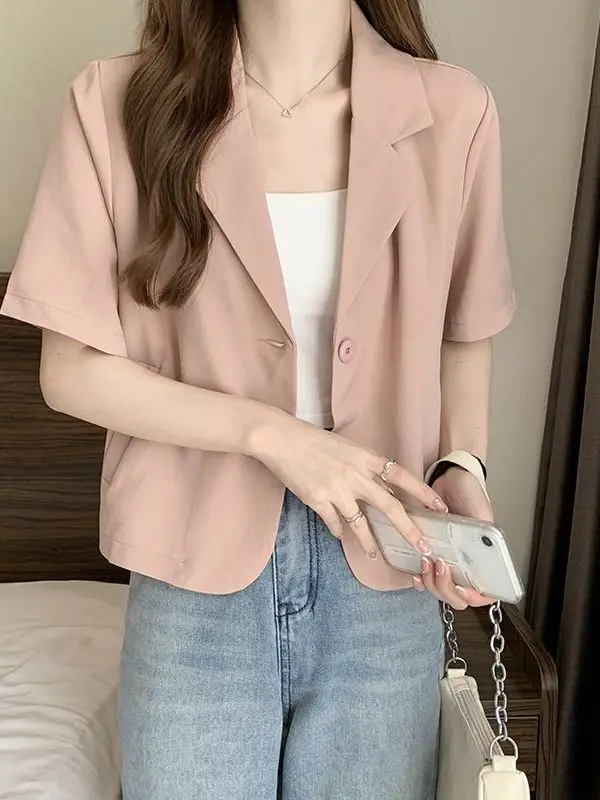 Women's ort Sve irt Jaet Thin Design Korean Sle Commute Faion Summer 2025 New Arrival Small Size Tailored Look
Women's ort Sve irt Jaet Thin Design Korean Sle Commute Faion Summer 2025 New Arrival Small Size Tailored Look