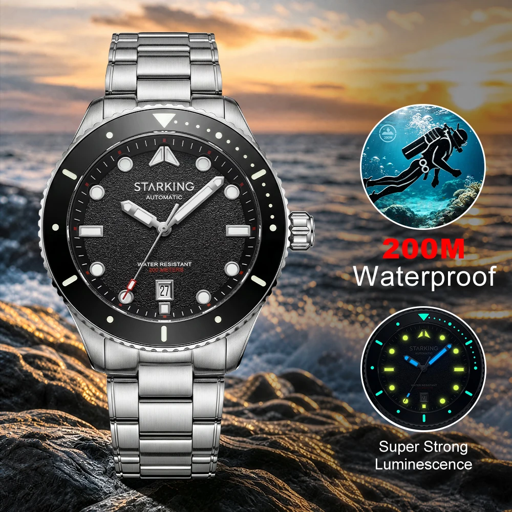 STARKING Men's Miyota 8215 Automatic Mechanical Watch Sapphire Crystal Luxury Watch Luminous 20Bar Waterproof Dive Watch for Man
STARKING Men's Miyota 8215 Automatic Mechanical Watch Sapphire Crystal Luxury Watch Luminous 20Bar Waterproof Dive Watch for Man