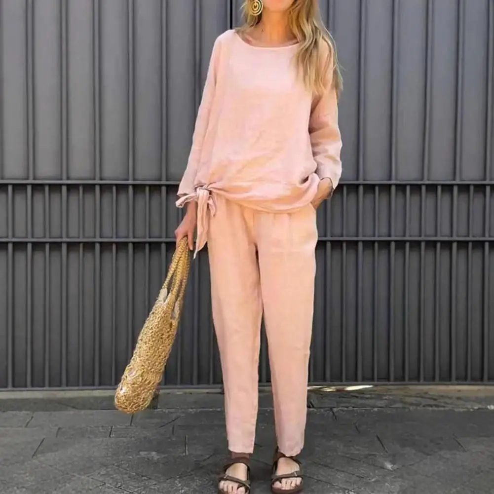 Women's Top Pants Set Solid Color Long Sleeve Crew Neck With Elastic Straight Leg Pants On The Side Exercise Fitness Set
Women's Top Pants Set Solid Color Long Sleeve Crew Neck With Elastic Straight Leg Pants On The Side Exercise Fitness Set