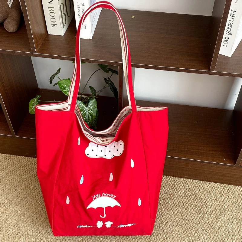 ALidi S C Reversible Red Canvas Tote Bag Embroidered Umbrella Cloud Shoulder Bag Large Capacity Casual Women's Shopping Tote Bag
ALidi S C Reversible Red Canvas Tote Bag Embroidered Umbrella Cloud Shoulder Bag Large Capacity Casual Women's Shopping Tote Bag