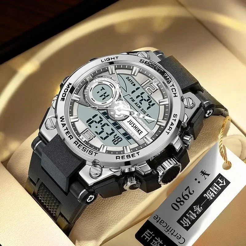 Мужские военные часы, цифровые водонепроницаемые наручные часы 50 м, светодиодные кварцевые часы, спортивные часы, мужские большие часы, мужские Relogios Masculino 
Мужские военные часы, цифровые водонепроницаемые наручные часы 50 м, светодиодные кварцевые часы, спортивные часы, мужские большие часы, мужские Relogios Masculino