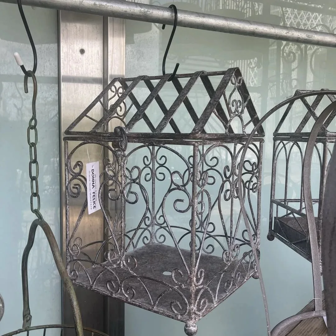 Decorative Metal Terrarium, Antique Gray Iron, Cathedral Design with Scrollwork, Hinged Top
Decorative Metal Terrarium, Antique Gray Iron, Cathedral Design with Scrollwork, Hinged Top