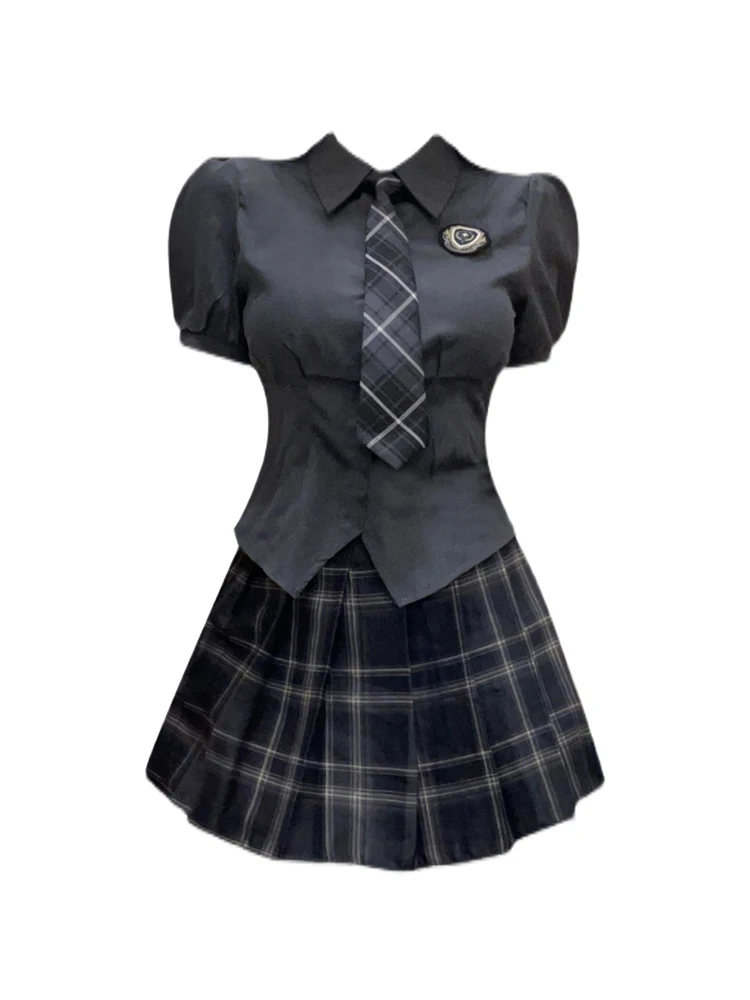 Women Japanese Preppy Style Outfits 2 Piece Set Short Sleeve Shirts With Tie + Mini JK Plaid Skirts Gyaru Y2k 2000s Aesthetic
Women Japanese Preppy Style Outfits 2 Piece Set Short Sleeve Shirts With Tie + Mini JK Plaid Skirts Gyaru Y2k 2000s Aesthetic