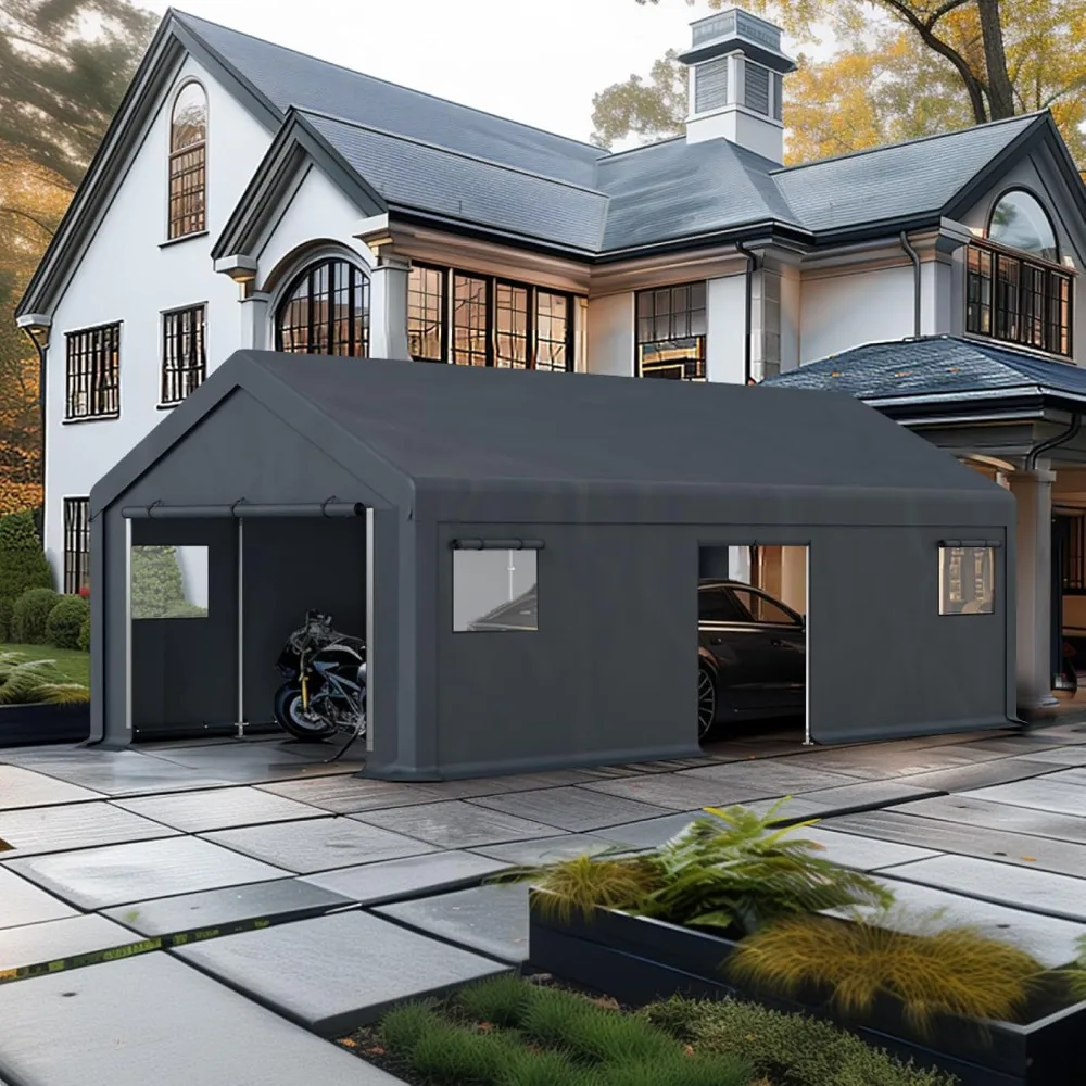 13'x24' Carport Garage with Roll-up Windows, Removable Sidewalls & Doors, Waterproof & 12 Legs, Large Heavy Duty Carport Garage
13'x24' Carport Garage with Roll-up Windows, Removable Sidewalls & Doors, Waterproof & 12 Legs, Large Heavy Duty Carport Garage