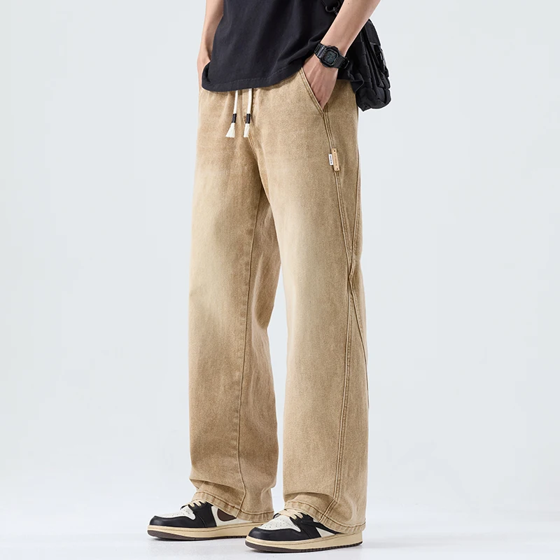 Men's Colored Straight Leg Jeans Green Elastic Waistband Loose Fit Wide Leg Denim Pants Vintage Casual Streetwear Patched
Men's Colored Straight Leg Jeans Green Elastic Waistband Loose Fit Wide Leg Denim Pants Vintage Casual Streetwear Patched
