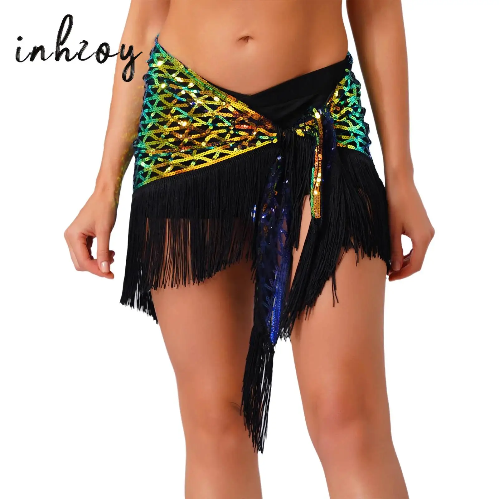 Womens Belly Dance Hip Scarf Sequins Mesh Tassel Fringe Triangle Lace-up Skirt Waist Chain for Latin Flamenco Spanish Dance
Womens Belly Dance Hip Scarf Sequins Mesh Tassel Fringe Triangle Lace-up Skirt Waist Chain for Latin Flamenco Spanish Dance