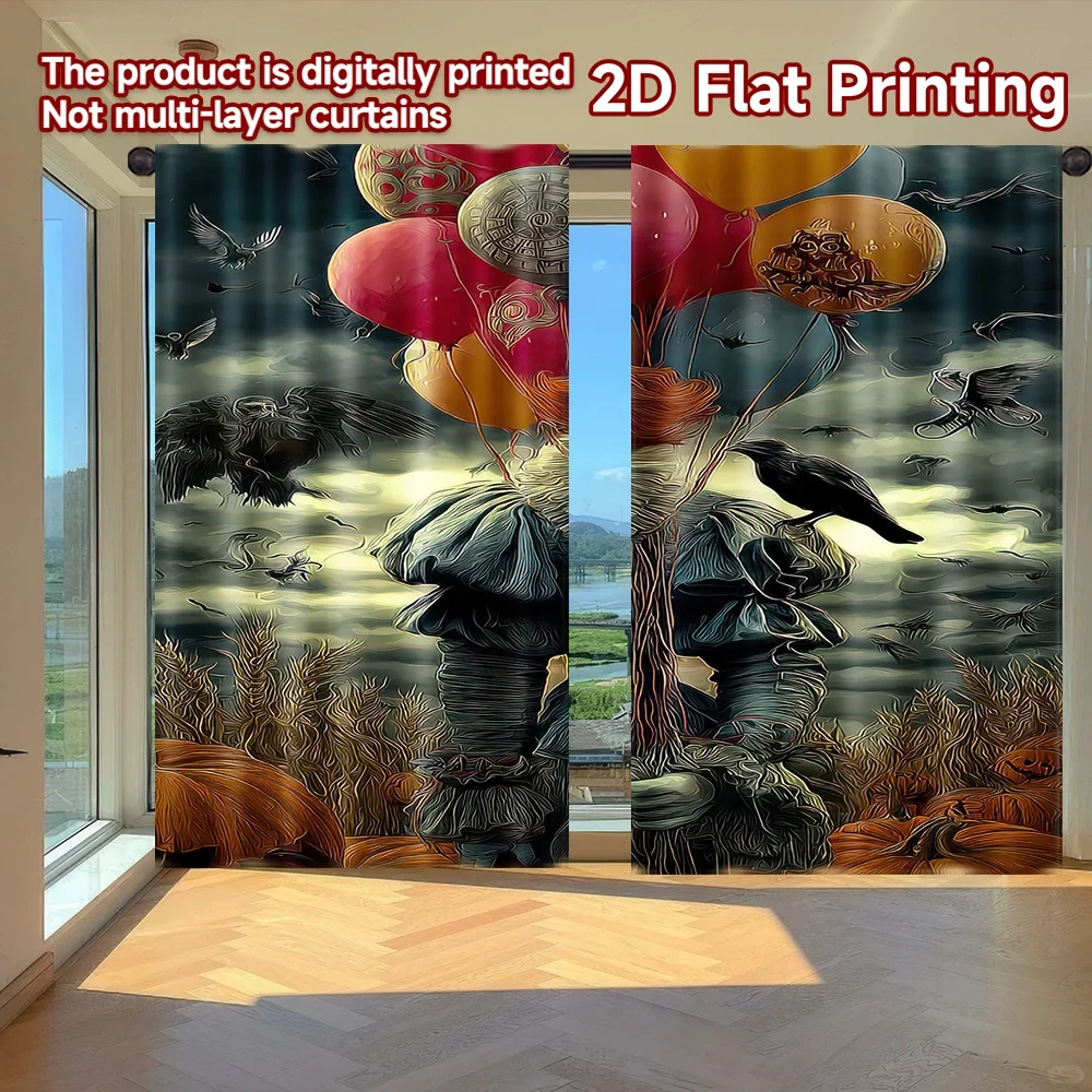 2D flat printing 2pcs Party Window Curtains Halloween Scary Clown Balloons Digital Printed Polyester Drapes Holiday Decorations
2D flat printing 2pcs Party Window Curtains Halloween Scary Clown Balloons Digital Printed Polyester Drapes Holiday Decorations