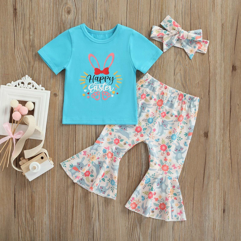 Infant Girls 3-Piece Set Short-Sleeve Printed Top Floral Print Flare Pants and Matching Headband for a Complete Outfit
Infant Girls 3-Piece Set Short-Sleeve Printed Top Floral Print Flare Pants and Matching Headband for a Complete Outfit