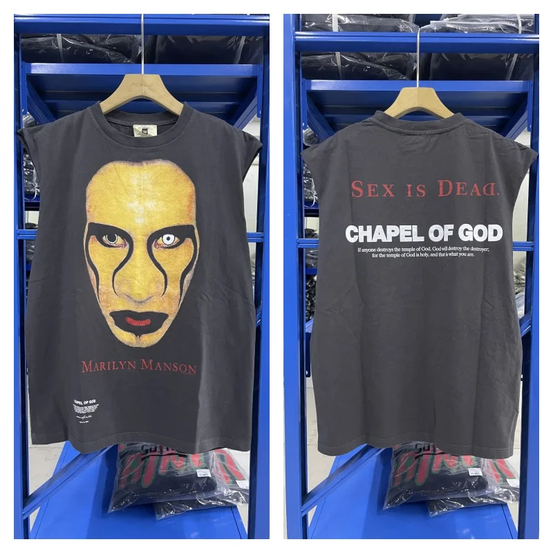 Black Heavy 25FWChapel of God Marilyn Manson High Street Textured Portrait Hip Hop Sleeveless Vest T-Shirt
Black Heavy 25FWChapel of God Marilyn Manson High Street Textured Portrait Hip Hop Sleeveless Vest T-Shirt