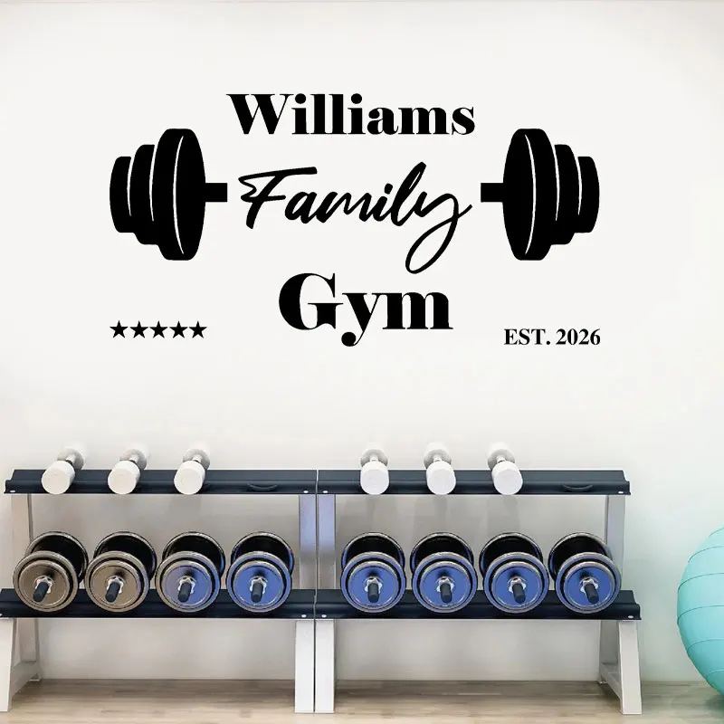 Custom Family Name Gym Wall Decal- Personalized Home Gym Decor Dumbbell, Weightlifting,Fitness Wall Sticker Room Decoration Q172
Custom Family Name Gym Wall Decal- Personalized Home Gym Decor Dumbbell, Weightlifting,Fitness Wall Sticker Room Decoration Q172