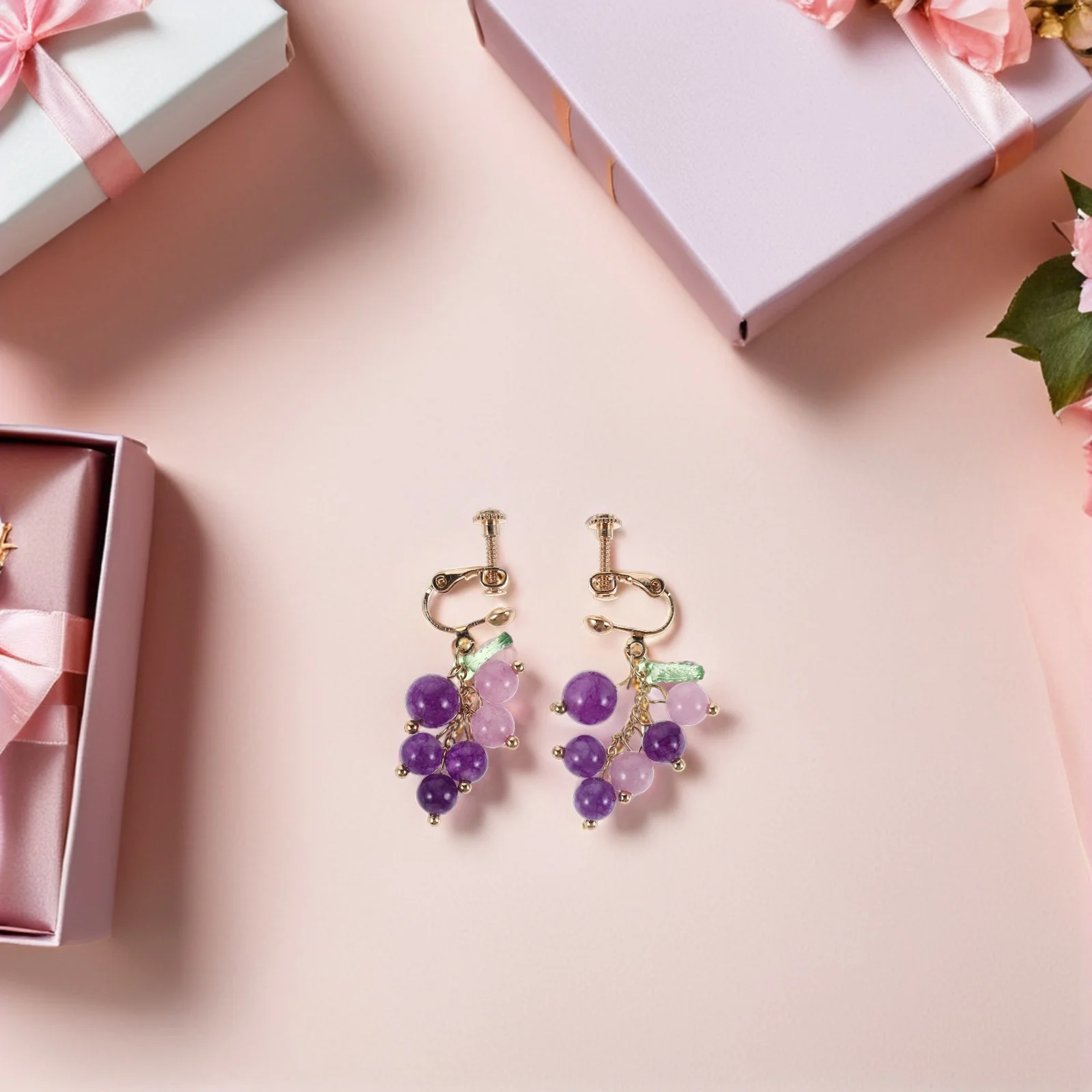 1Pair 3D Grape Earrings Clip On Crystal Fruit Dangle Non Pierced Jewelry For Women Fashion Grape Leaf Ear Accessories
1Pair 3D Grape Earrings Clip On Crystal Fruit Dangle Non Pierced Jewelry For Women Fashion Grape Leaf Ear Accessories
