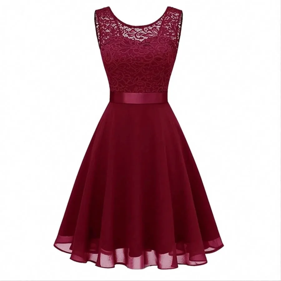 【New Arrival】Women's Burgundy Lace & Chiffon Cocktail Dress with Satin Waistband
【New Arrival】Women's Burgundy Lace & Chiffon Cocktail Dress with Satin Waistband