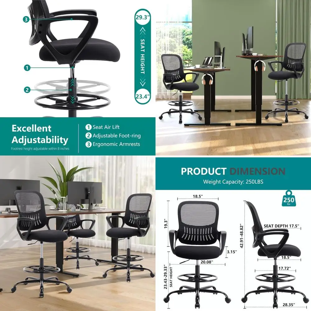 Эргономичное офисное кресло с регулируемой столешницей, поясничной опорой и фиксированными подлокотниками для столов, темно-черный
Эргономичное офисное кресло с регулируемой столешницей, поясничной опорой и фиксированными подлокотниками для столов, темно-черный