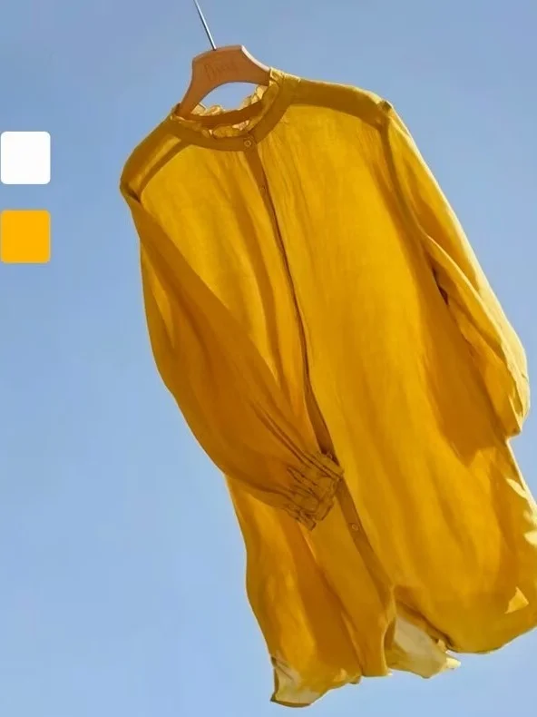 Artistic Style Linen Open Cardigan Midi Length Lace Collar Front Back Wearable Hemmed Shirt Women's Straight Cut Long Sleeve
Artistic Style Linen Open Cardigan Midi Length Lace Collar Front Back Wearable Hemmed Shirt Women's Straight Cut Long Sleeve