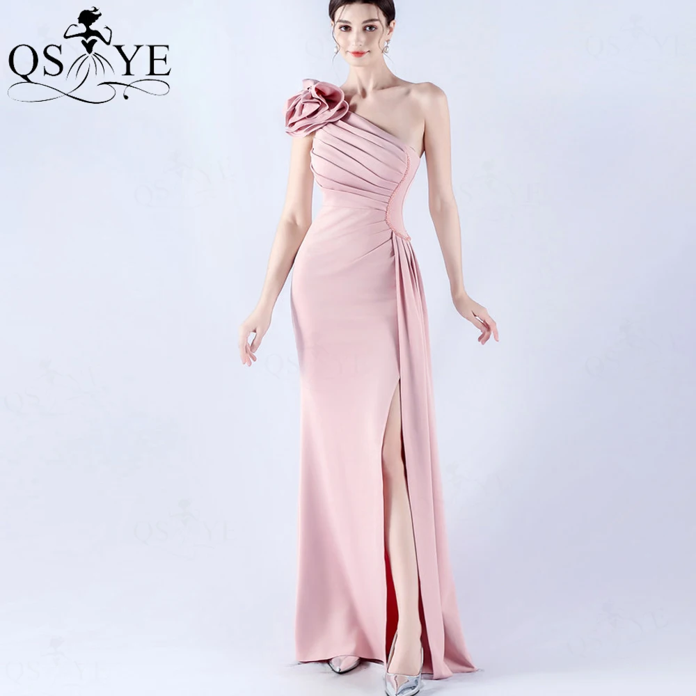 Rose Flower One Shoulder Pink Prom Dresses Slit Mermaid Ruched Evening Gown Elegant Unique Cut Girl Lovely Formal Dress
Rose Flower One Shoulder Pink Prom Dresses Slit Mermaid Ruched Evening Gown Elegant Unique Cut Girl Lovely Formal Dress