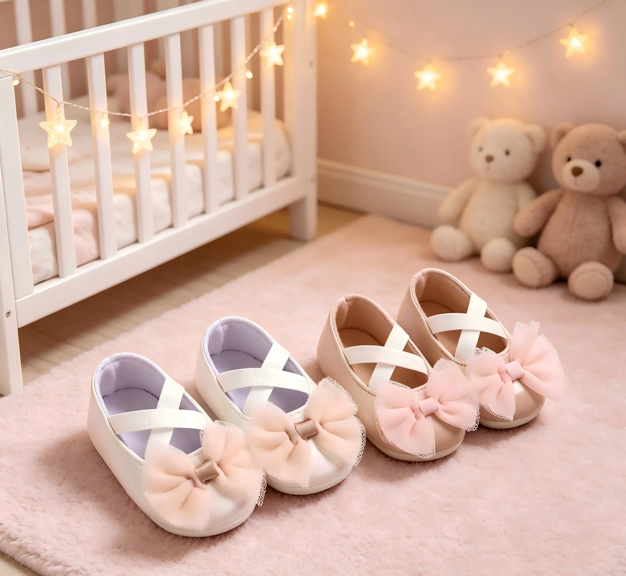 Baby girl princess shoes with soft soles for learning to walk, 0-1 year old baby anti slip lace bow princess style walking front
Baby girl princess shoes with soft soles for learning to walk, 0-1 year old baby anti slip lace bow princess style walking front