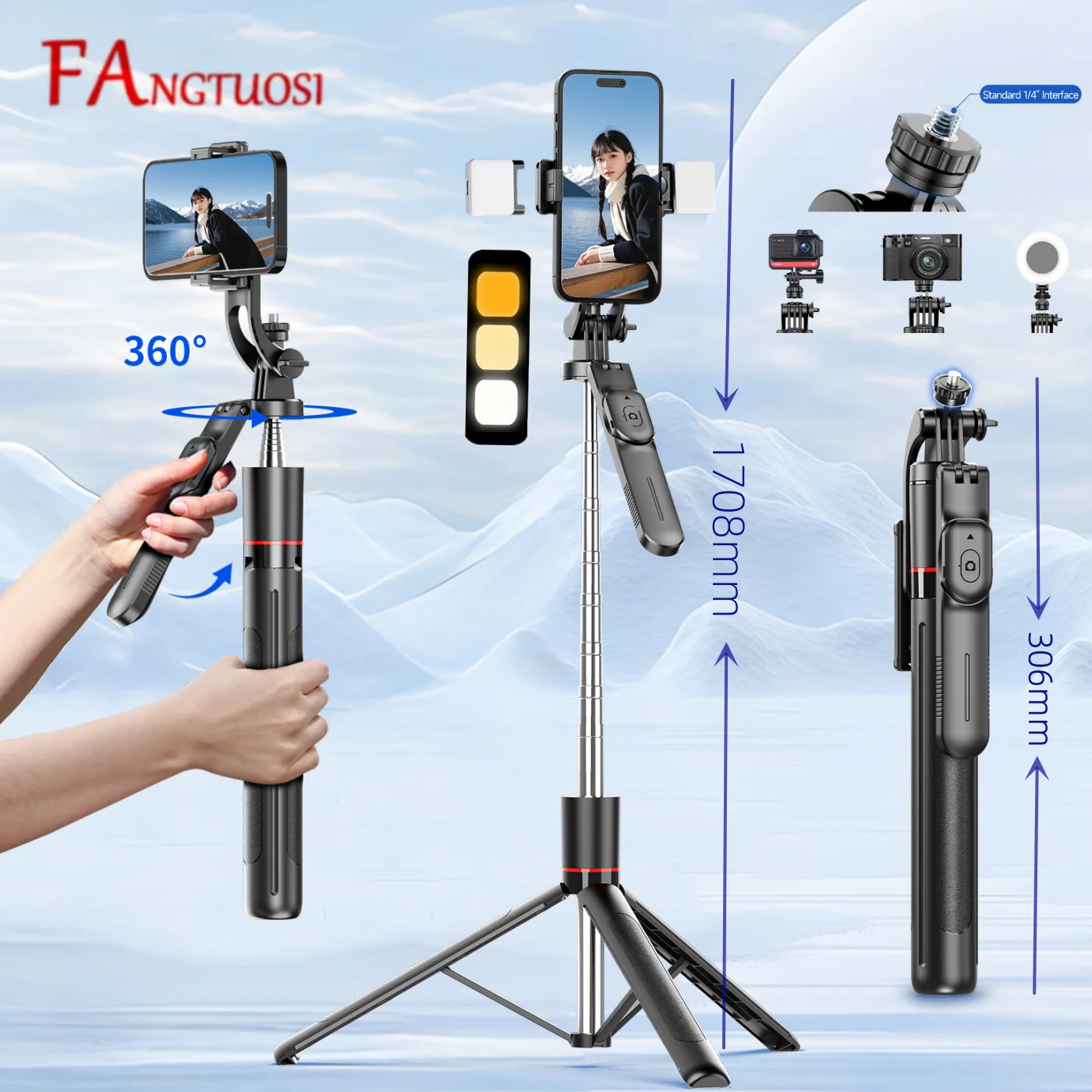 Новинка 2023 года, 1,7 м, беспроводная палка для селфи, штатив, складная подставка для смартфонов, экшн-камеры Gopro, баланс, устойчивая съемка в реальном времени
Новинка 2023 года, 1,7 м, беспроводная палка для селфи, штатив, складная подставка для смартфонов, экшн-камеры Gopro, баланс, устойчивая съемка в реальном времени 