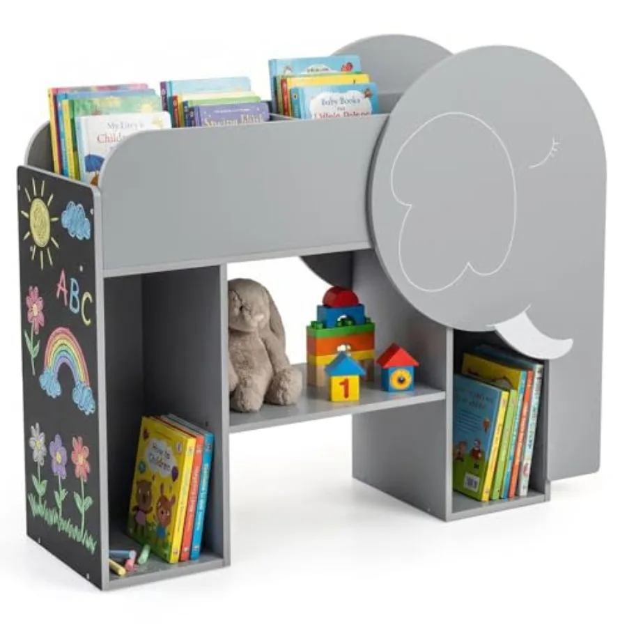 Elephant Bookshelf 3-Tier Toddler Toy Storage Organizer w/Chalkboard 5 Cubbies and 3-Row Abacus Toy Montessori Bookshelf for Ro
Elephant Bookshelf 3-Tier Toddler Toy Storage Organizer w/Chalkboard 5 Cubbies and 3-Row Abacus Toy Montessori Bookshelf for Ro