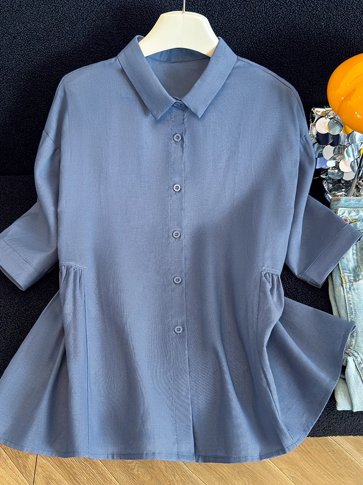 Summer 2026 Casual Loose Women's Shirt Pure Color plus Size Cover Belly Slimming Top Comfortable Breathable Polyester Fiber
Summer 2026 Casual Loose Women's Shirt Pure Color plus Size Cover Belly Slimming Top Comfortable Breathable Polyester Fiber