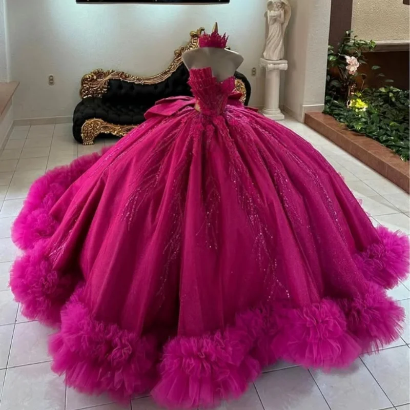 Customized Shiny Rose Red Quinceanera Dresses Off the Shoulder Glitter applique crystal layering Bow Vestido De 15 Quinceanera
Customized Shiny Rose Red Quinceanera Dresses Off the Shoulder Glitter applique crystal layering Bow Vestido De 15 Quinceanera