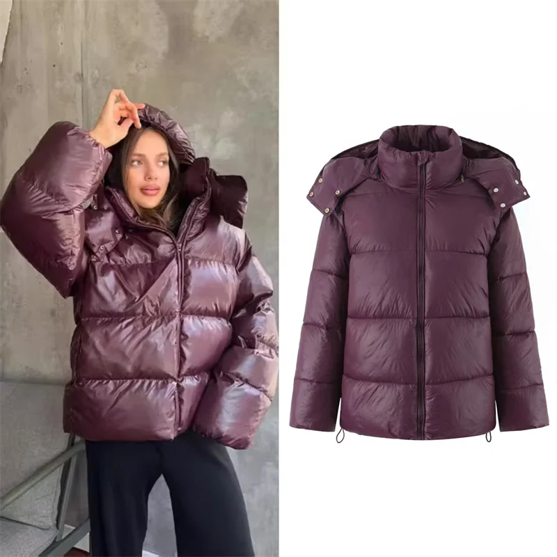 Women's Cotton Jacket New Purple Loose Stand Collar Down Coat Winter Outdoor Casual Windproof and Warm
Women's Cotton Jacket New Purple Loose Stand Collar Down Coat Winter Outdoor Casual Windproof and Warm
