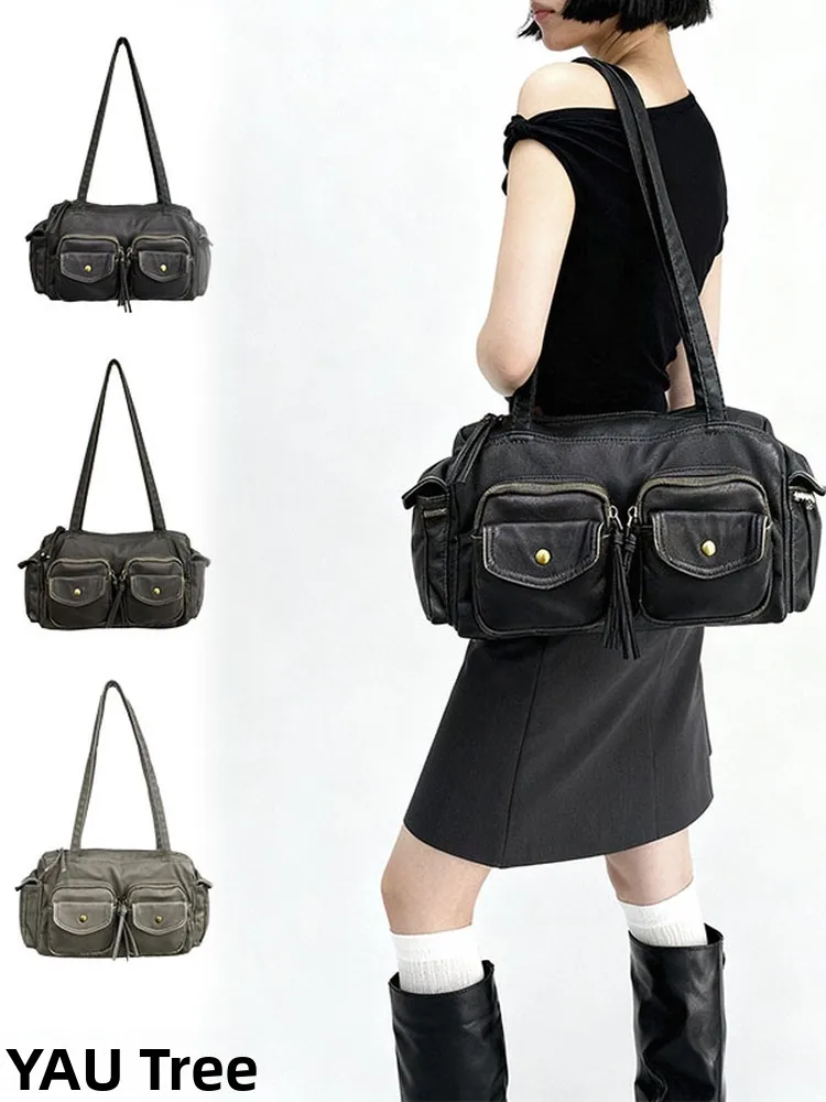 Yau Lazy Leisure Vintage Motorcycle Bag Double Pocket Soft Leather Worn Single Shoulder Bag for Young Men And Women
Yau Lazy Leisure Vintage Motorcycle Bag Double Pocket Soft Leather Worn Single Shoulder Bag for Young Men And Women