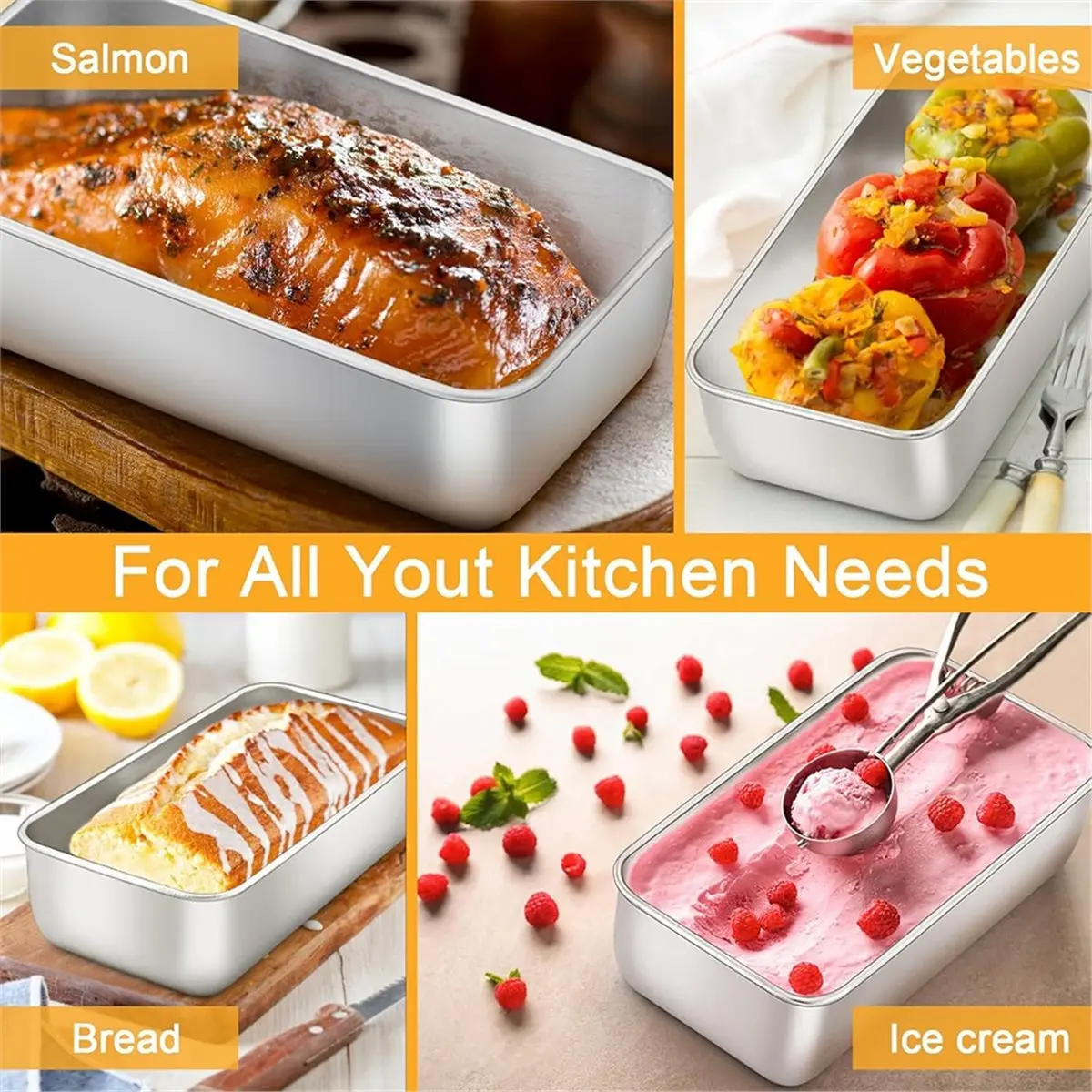 AIMA Loaf Bread Pan Set of 6, Stainless Steel Loaf Pan, Metal Rectangle Bakeware for Baking Homemade Bread Cake
AIMA Loaf Bread Pan Set of 6, Stainless Steel Loaf Pan, Metal Rectangle Bakeware for Baking Homemade Bread Cake