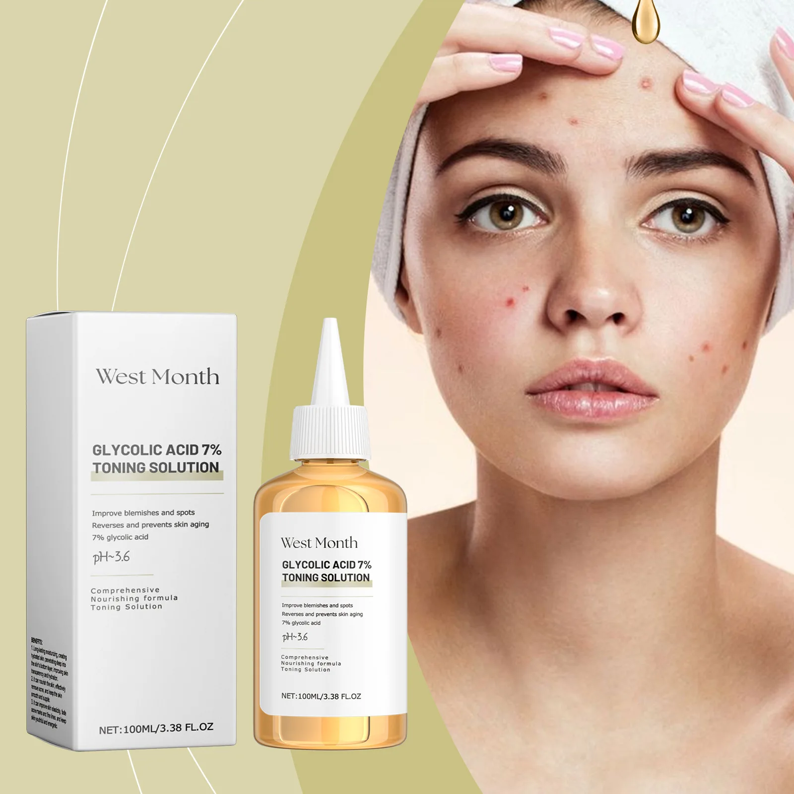 7% Glycolic Acid Toner Cleansing Skin Acne Moisturizing Hydrating Refreshing Eliminating Acne Marks Delicate Skin Rejuvenation
7% Glycolic Acid Toner Cleansing Skin Acne Moisturizing Hydrating Refreshing Eliminating Acne Marks Delicate Skin Rejuvenation
