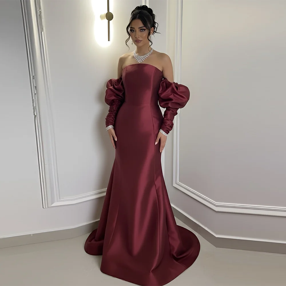 Classic Burgundy Satin Evening Dress Customized Simple Strapless Homecoming Dresses Mermaid Court Train Formal Occasion Gowns
Classic Burgundy Satin Evening Dress Customized Simple Strapless Homecoming Dresses Mermaid Court Train Formal Occasion Gowns