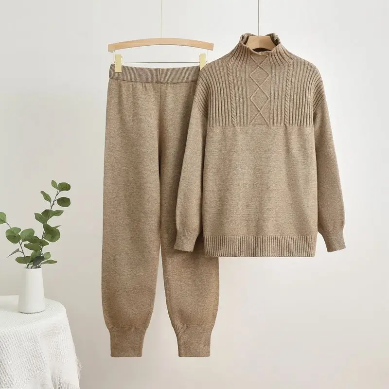 Winter Knitwears Two Pieces Sets For Women Tracksuits Office Ladies Elegant Twist Patchwork Pullover Sweater+knit Pants Sets
Winter Knitwears Two Pieces Sets For Women Tracksuits Office Ladies Elegant Twist Patchwork Pullover Sweater+knit Pants Sets