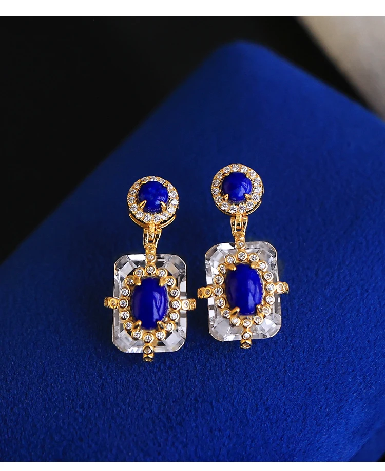 Natural White Crystal Lapis Lazuli Earrings S925 Sterling Silver Gold-plated High-grade Square Earrings
Natural White Crystal Lapis Lazuli Earrings S925 Sterling Silver Gold-plated High-grade Square Earrings