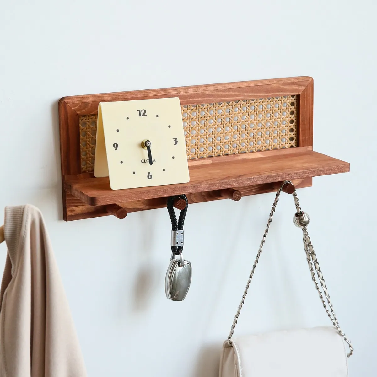 Solid Wood Woven Wall Mount Shelf, Entryway Decorative Storage Rack Wooden Key Holder Wall Decoration
Solid Wood Woven Wall Mount Shelf, Entryway Decorative Storage Rack Wooden Key Holder Wall Decoration