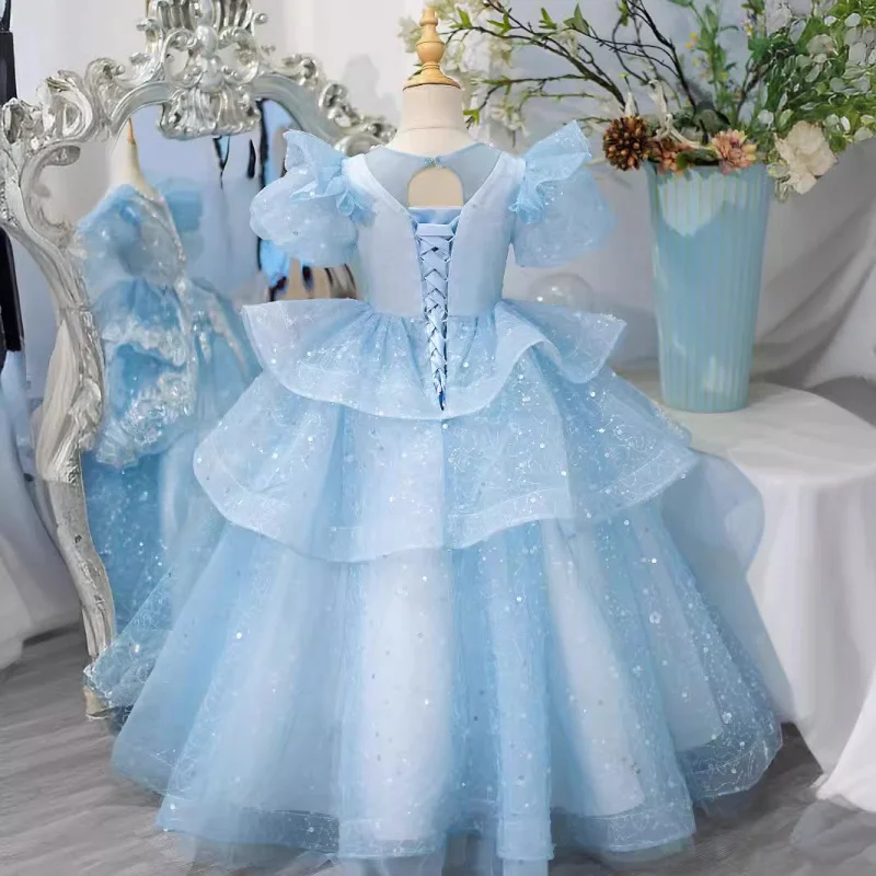 Blue Girl's Dress Birthday Flower Girl Princess Dress 2025 New Model Little Girl Host Children's Piano Performance Dress
Blue Girl's Dress Birthday Flower Girl Princess Dress 2025 New Model Little Girl Host Children's Piano Performance Dress