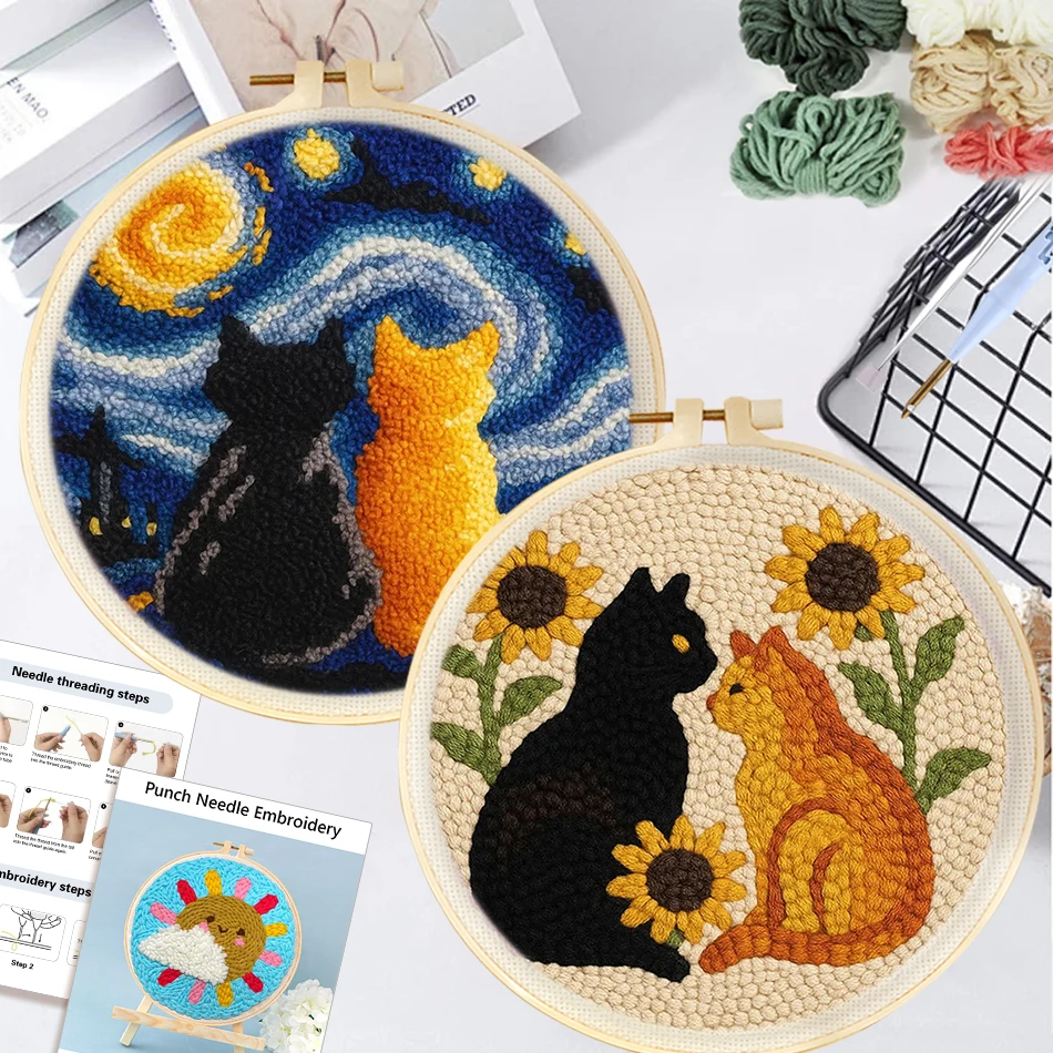 CHENISTORY Punch Needle Embroidery Kit Cat Animal Tufting Magic Punch Needle Kit Handcraft Craft Set Fabric Yarn Hoop
CHENISTORY Punch Needle Embroidery Kit Cat Animal Tufting Magic Punch Needle Kit Handcraft Craft Set Fabric Yarn Hoop