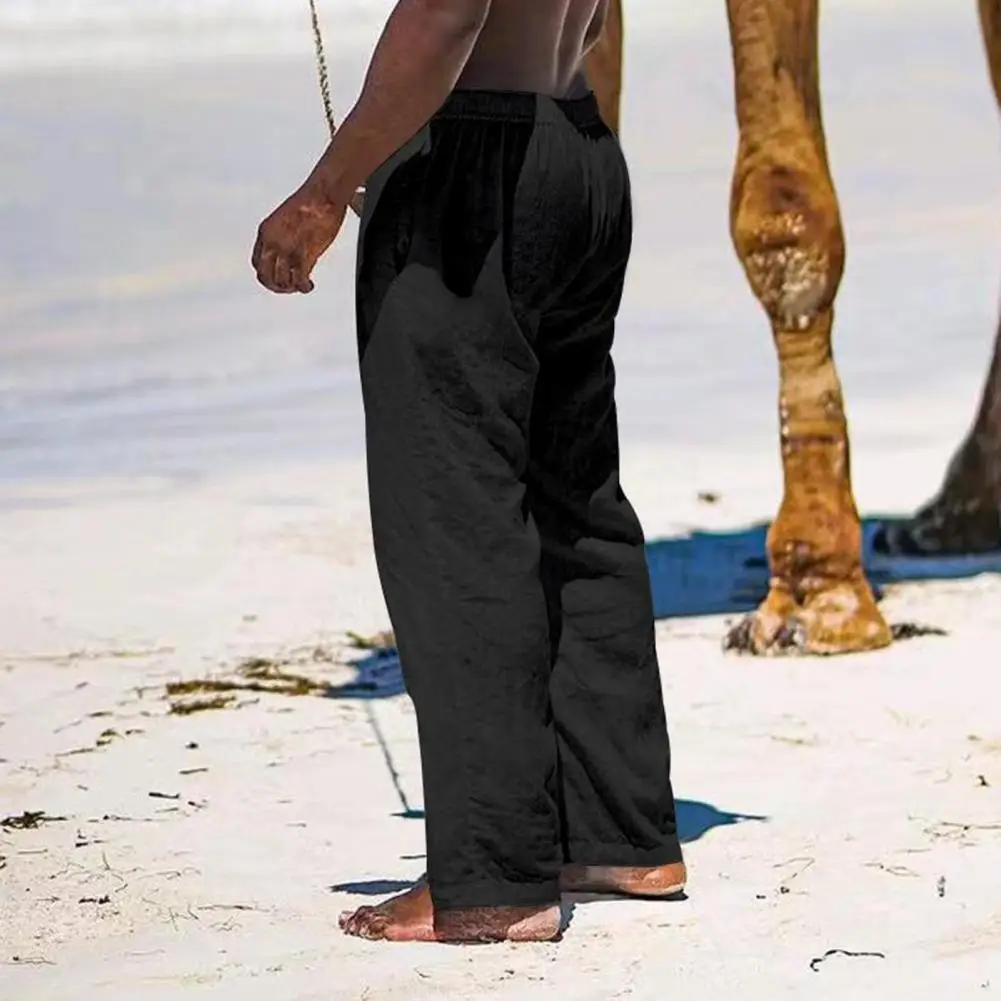 Men Loose Trousers Solid Color Wide Leg Men's Drawstring Pants with Pockets Comfortable Loose Fit Trousers for Daily Wear Beach
Men Loose Trousers Solid Color Wide Leg Men's Drawstring Pants with Pockets Comfortable Loose Fit Trousers for Daily Wear Beach