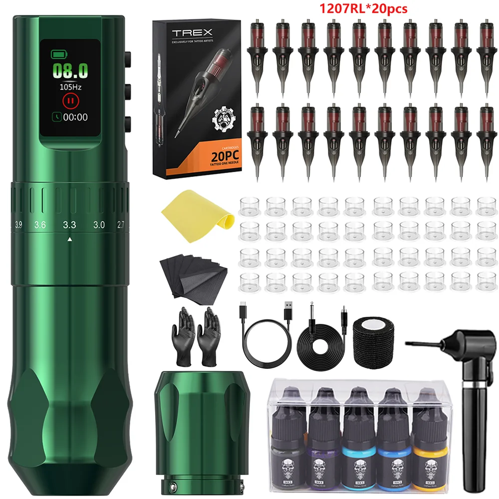 Tattoo Kit T-rex Rotating Tattoo Pen Kit, Wireless Tattoo Machine Kit 7-Segment Stroke Adjustable 2.4mm-4.2mm Tattoo Machine
Tattoo Kit T-rex Rotating Tattoo Pen Kit, Wireless Tattoo Machine Kit 7-Segment Stroke Adjustable 2.4mm-4.2mm Tattoo Machine