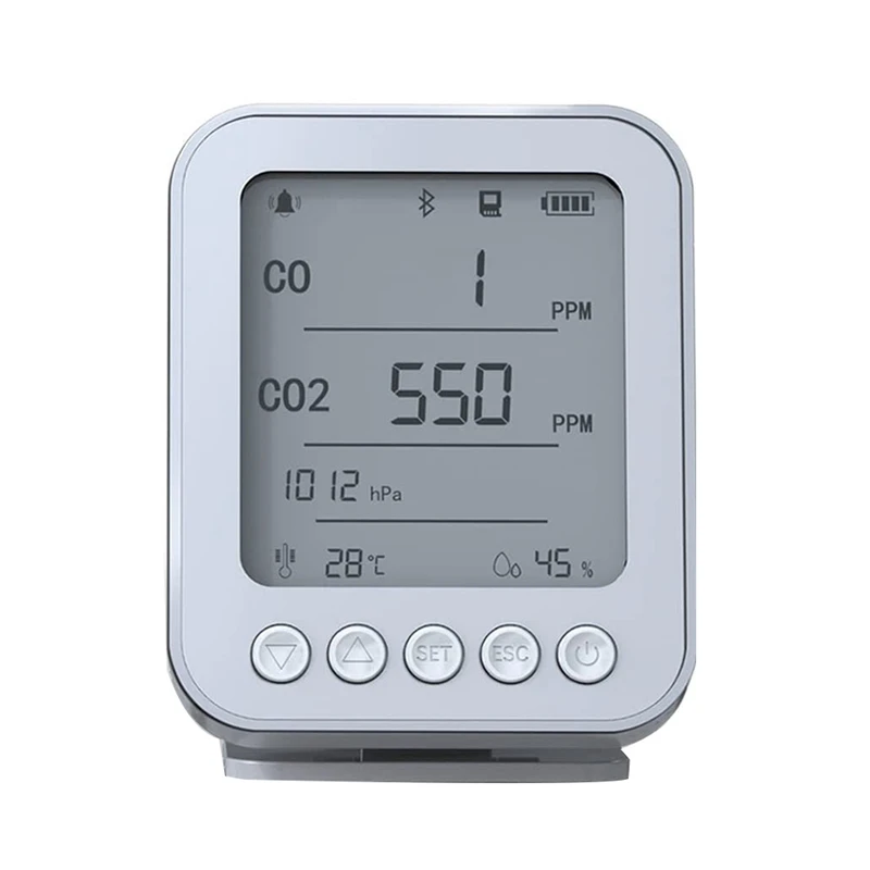 5-In-1 Tuya Bluetooth CO2 Detector Monitor Smart Home CO2 CO Humidity Temperature Pressure Sensor Real-Time Detection Durable
5-In-1 Tuya Bluetooth CO2 Detector Monitor Smart Home CO2 CO Humidity Temperature Pressure Sensor Real-Time Detection Durable