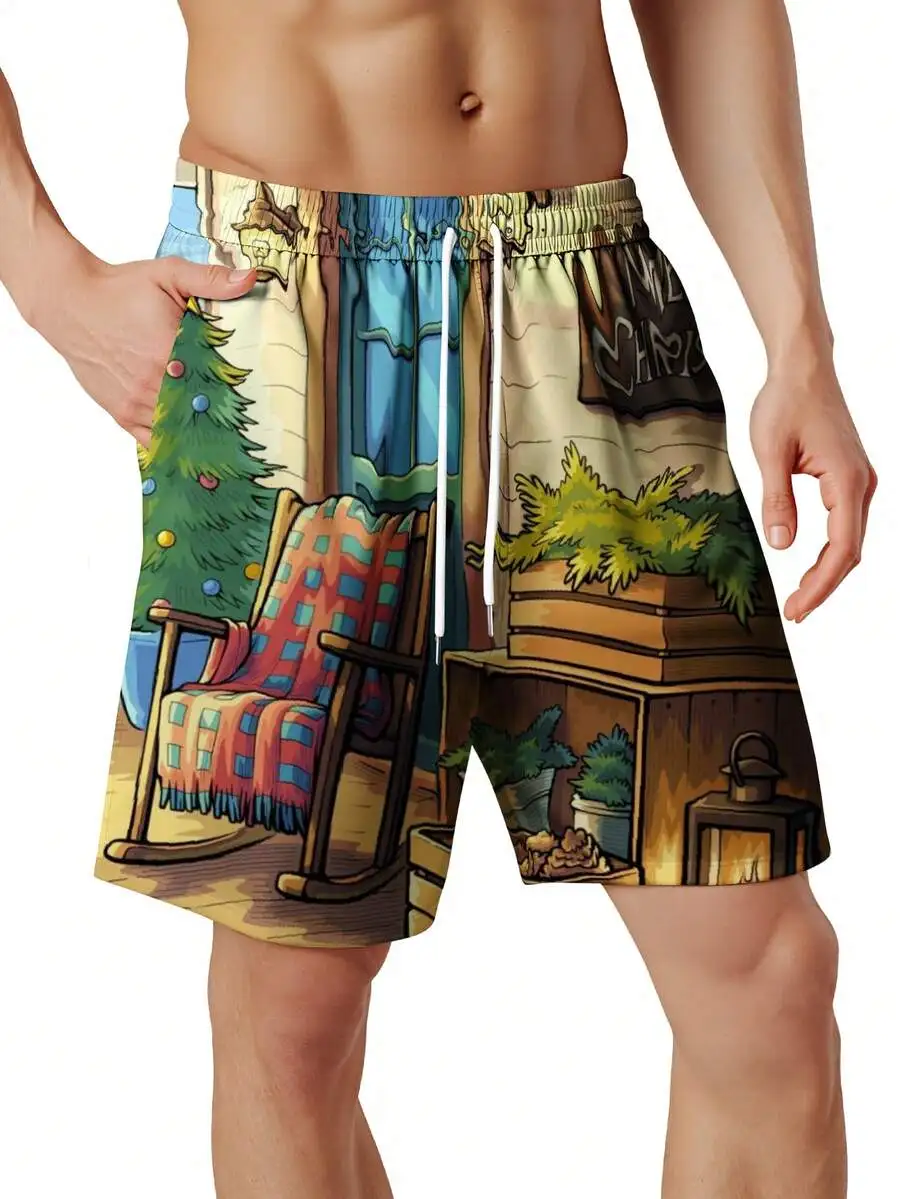 Merry Christmas Printed Men Beach Shorts Summer Swim Trunks With Drawstring Waist
Merry Christmas Printed Men Beach Shorts Summer Swim Trunks With Drawstring Waist