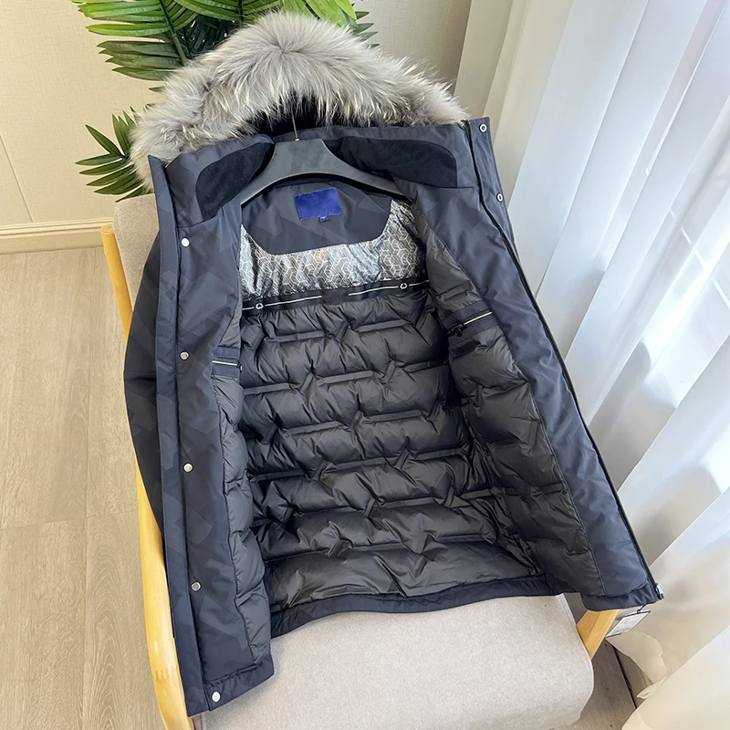 Warmth Guaranteed: Men's Mid-Length Duck down Jacket with Large Fur Collar Fashionable Urban Style 90% White Duck Feather
Warmth Guaranteed: Men's Mid-Length Duck down Jacket with Large Fur Collar Fashionable Urban Style 90% White Duck Feather