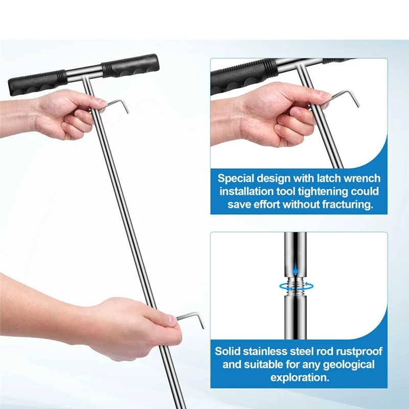 B28C-Solid Stainless Steel Soil Probe Rod, Adjustable 17-32-48 Inch, Septic Tank Probe Rod, Ground Probe With T-Handle
B28C-Solid Stainless Steel Soil Probe Rod, Adjustable 17-32-48 Inch, Septic Tank Probe Rod, Ground Probe With T-Handle