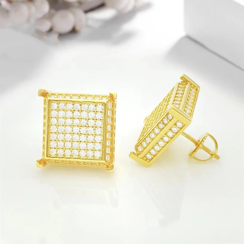 Hiphop 1.8ct Real D Color Moissanite Square Shape Stud Earrings Screw Back for Women Men 925 Sterling Silver Pass Diamond Tester
Hiphop 1.8ct Real D Color Moissanite Square Shape Stud Earrings Screw Back for Women Men 925 Sterling Silver Pass Diamond Tester
