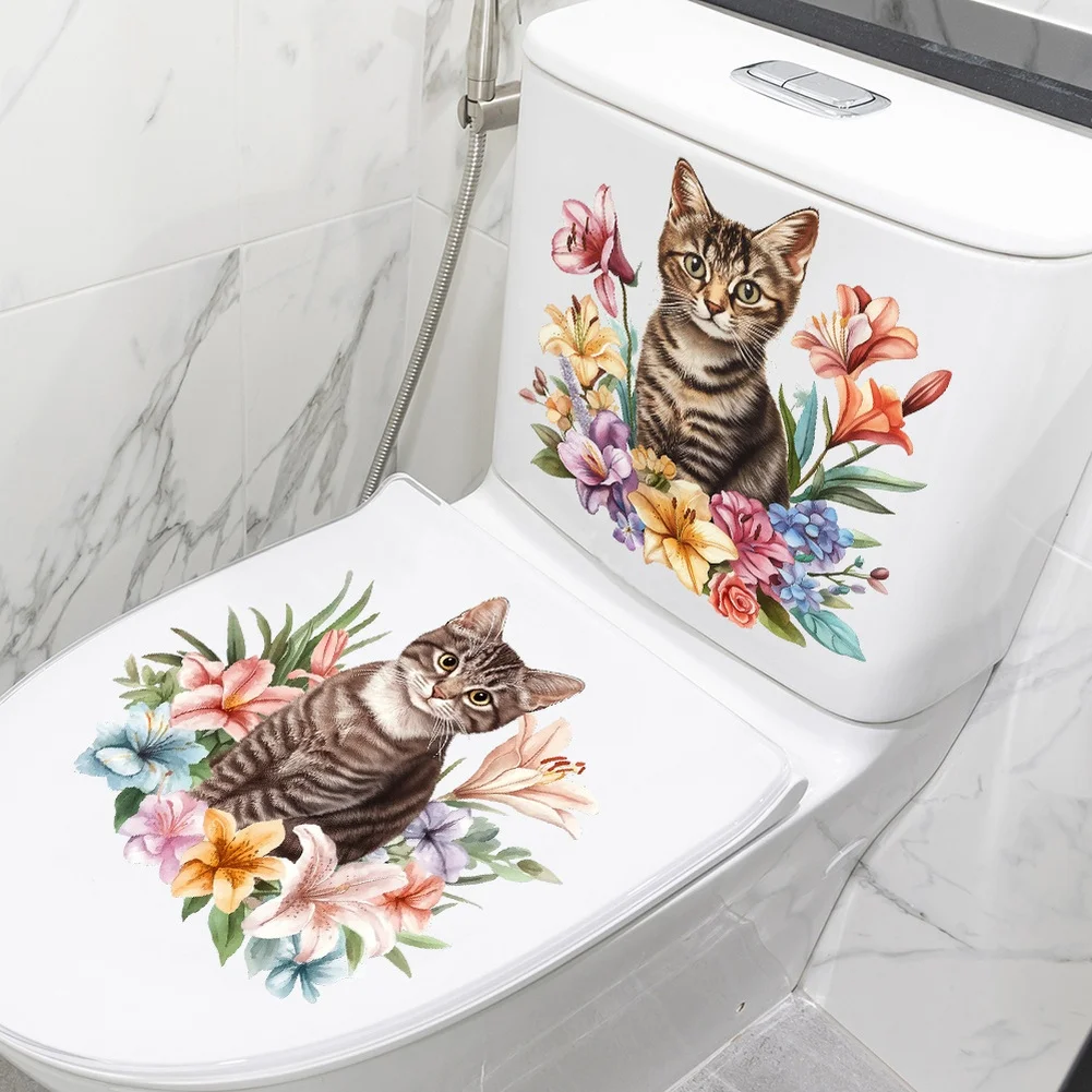 Floral Cat Design Waterproof Wall Decal for Toilet Area PVC Bathroom Decoration Sticker on Tiles Glass 25x24cm Brown
Floral Cat Design Waterproof Wall Decal for Toilet Area PVC Bathroom Decoration Sticker on Tiles Glass 25x24cm Brown