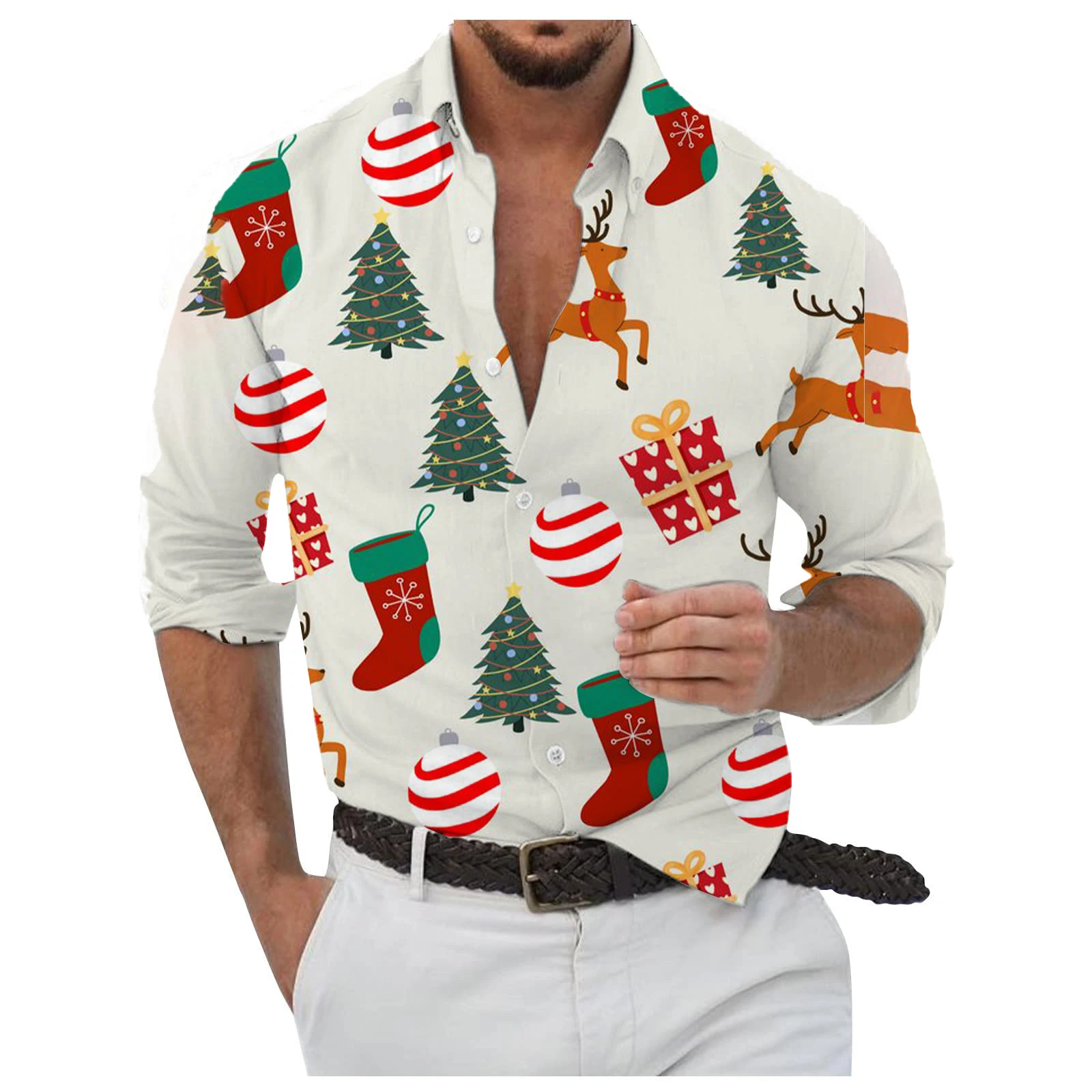 Christmas Style Men's Stylish Long Sleeved Shirt Breathable Red Tops Christmas Themed Pattern Full Sleeve Shirt Turn-Down Collar
Christmas Style Men's Stylish Long Sleeved Shirt Breathable Red Tops Christmas Themed Pattern Full Sleeve Shirt Turn-Down Collar