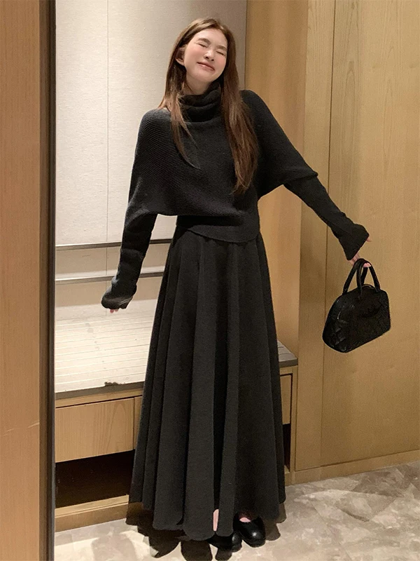 Korean Sle High Waist Knitted Sweater And Skirt Set Ele Faionable Comfortable Winter Outfit Women's Ensemble
Korean Sle High Waist Knitted Sweater And Skirt Set Ele Faionable Comfortable Winter Outfit Women's Ensemble