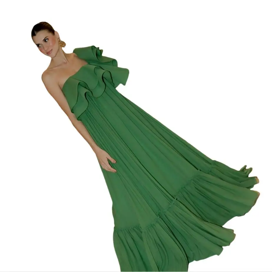 Elegant Green Long Evening Dresses 2025 One Shoulder Pleated Chiffon Prom Gown Vestidos de fiesta Holiday Dress Customized
Elegant Green Long Evening Dresses 2025 One Shoulder Pleated Chiffon Prom Gown Vestidos de fiesta Holiday Dress Customized