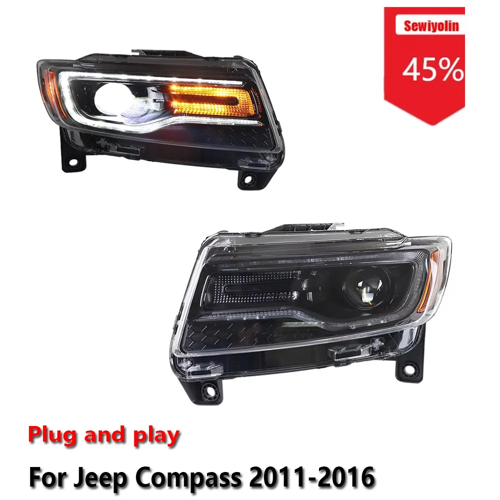 Sewiyolin Car LED Headlight Assemblies For Jeep Compass 2011-2016 Fog DRL Brake Turn Signal Lamp Plug and Play
Sewiyolin Car LED Headlight Assemblies For Jeep Compass 2011-2016 Fog DRL Brake Turn Signal Lamp Plug and Play
