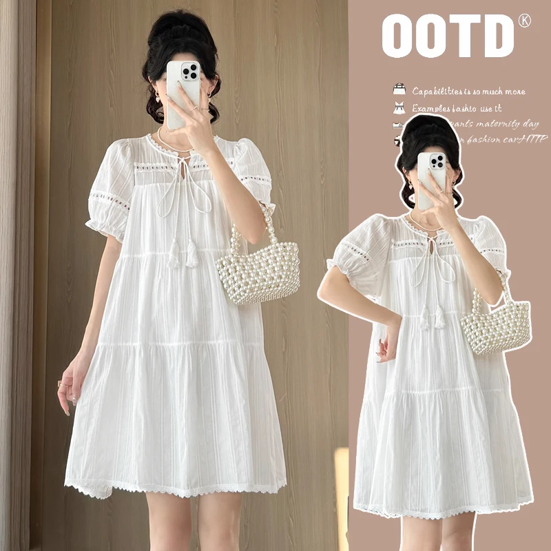 Korean Fashion Hollow Out Lace Mini Dress for Maternity Women Summer Sweet Elegant A Line Loose Clothes 24SS Y2k Youth Pregnancy
Korean Fashion Hollow Out Lace Mini Dress for Maternity Women Summer Sweet Elegant A Line Loose Clothes 24SS Y2k Youth Pregnancy
