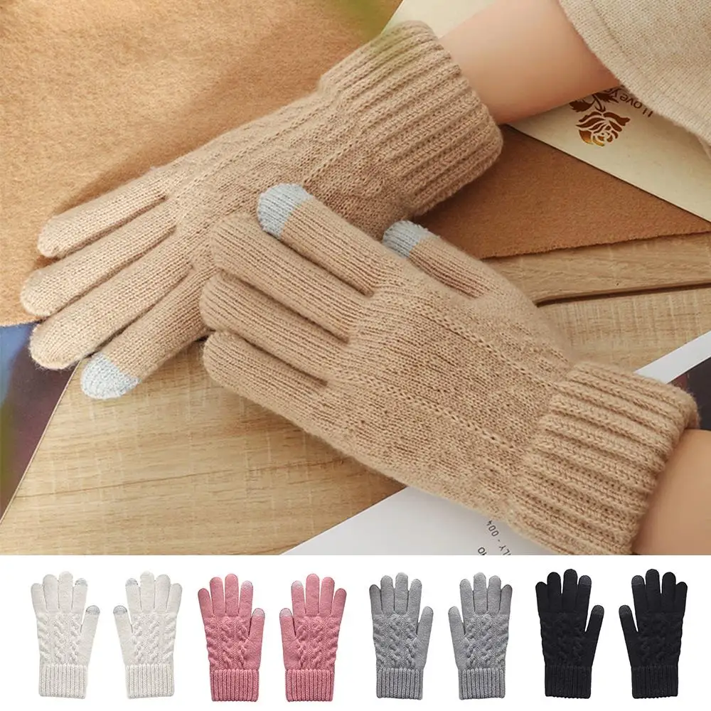 Solid-color Knitted Gloves For Men Women Winter Warm Full Finger Gloves Touchscreen Hiking Skiing Fishing Cycling Gloves 
Solid-color Knitted Gloves For Men Women Winter Warm Full Finger Gloves Touchscreen Hiking Skiing Fishing Cycling Gloves
