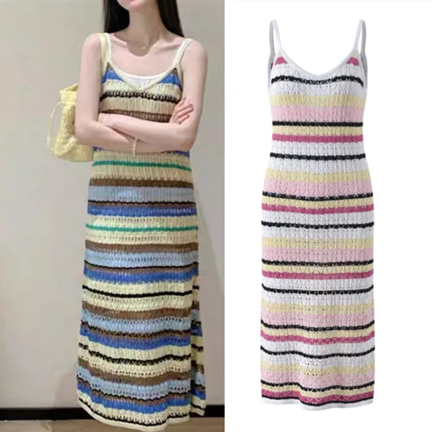 High-End European Summer Design Stripe Knitted Dr Women's Waist-Cinching Beach Vaion Dr Svel
High-End European Summer Design Stripe Knitted Dr Women's Waist-Cinching Beach Vaion Dr Svel