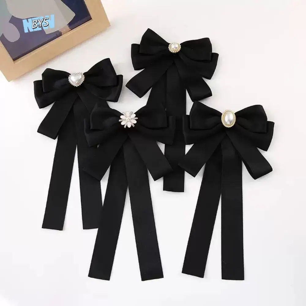 Luxury Rhinestones Black Ribbon Pin Beads Multi-layer Black Bow Necktie Love Heart Pin Ribbon Badge Brooch Girl
Luxury Rhinestones Black Ribbon Pin Beads Multi-layer Black Bow Necktie Love Heart Pin Ribbon Badge Brooch Girl